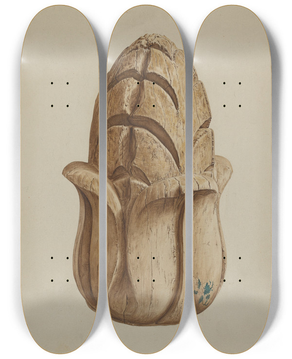 Triptych art skateboard deck of Hazel Hyde Base For Weather Vane by Hazel Hyde