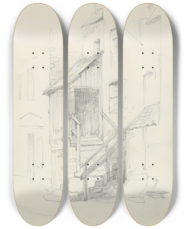 Triptych art skateboard deck of Nicaise De Keyser In Edinburgh_2 by Nicaise De Keyser (1813-1887)