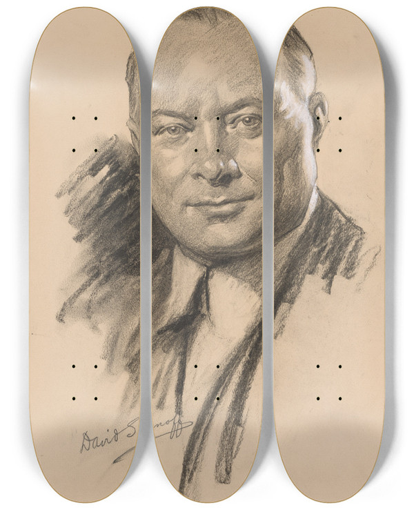 Triptych art skateboard deck of Samuel Johnson Woolf David Sarnoff_1 by Samuel Johnson Woolf (1880-1948)