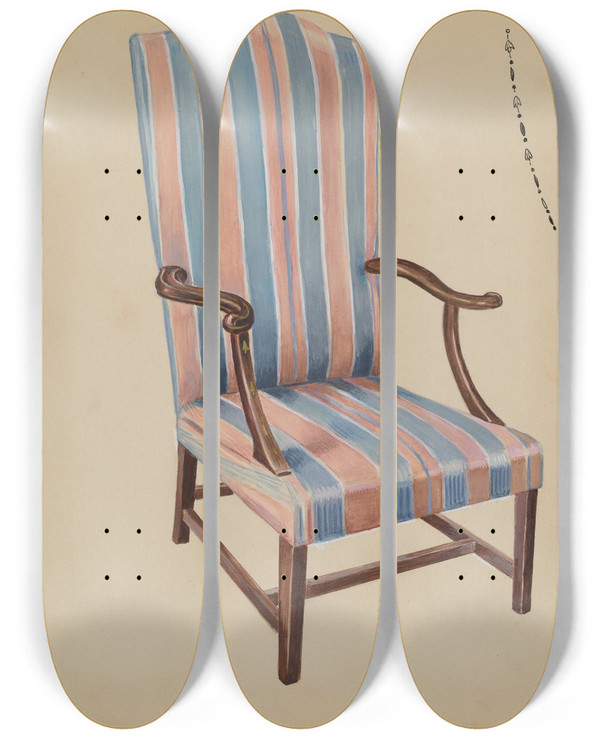 Triptych art skateboard deck of Henry Granet Chair_2 by Henry Granet