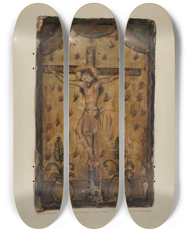 Triptych art skateboard deck of Maude Valle Santos Retablos_6 by Maude Valle