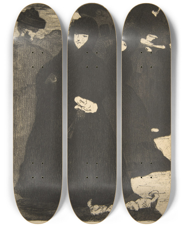 Triptych art skateboard deck of Douard Manet At The Prado by douard Manet (1832-1883)