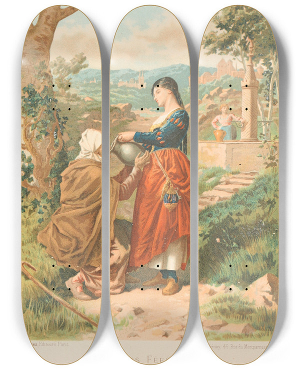 Triptych art skateboard deck of A Guillon Les Fees by A Guillon (19-)