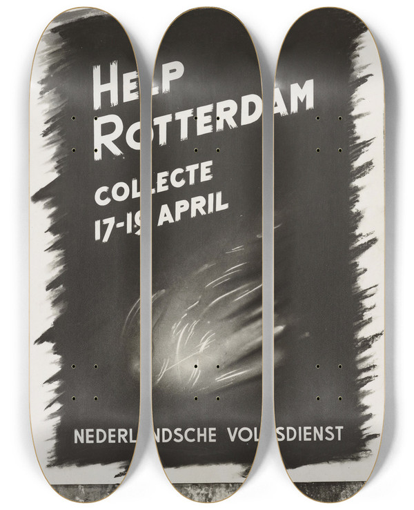 Triptych art skateboard deck of Cnf Affiche Nederlandsche Volksdienst by C.N.F.