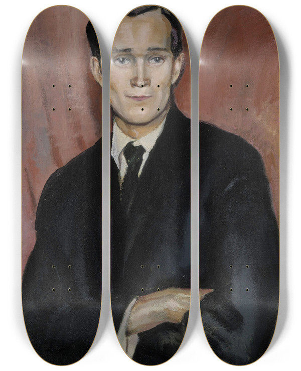 Triptych art skateboard deck of Yrj Ollila Clockmaker by Yrjo Ollila (1887-1932)