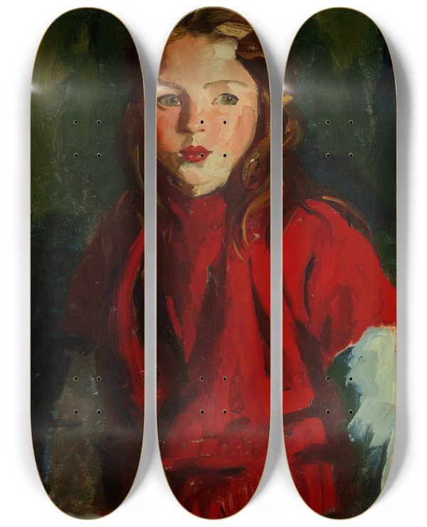 Triptych art skateboard deck of Robert Henri Blond Bridget Lavelle by Robert Henri (1865-1929)