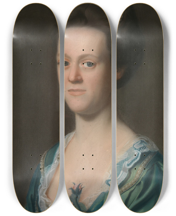 Triptych art skateboard deck of John Singleton Copley Elizabeth Green Mrs Ebenezer Storer Ii by John Singleton Copley (1738-1815)