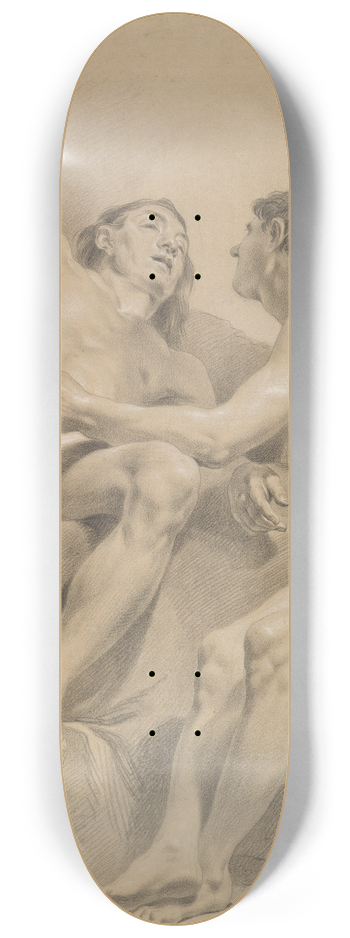 Jakob Matthias Schmutzer - Two Male Nudes, One Seated and One Semi-reclining 8.25 inch art skate deck