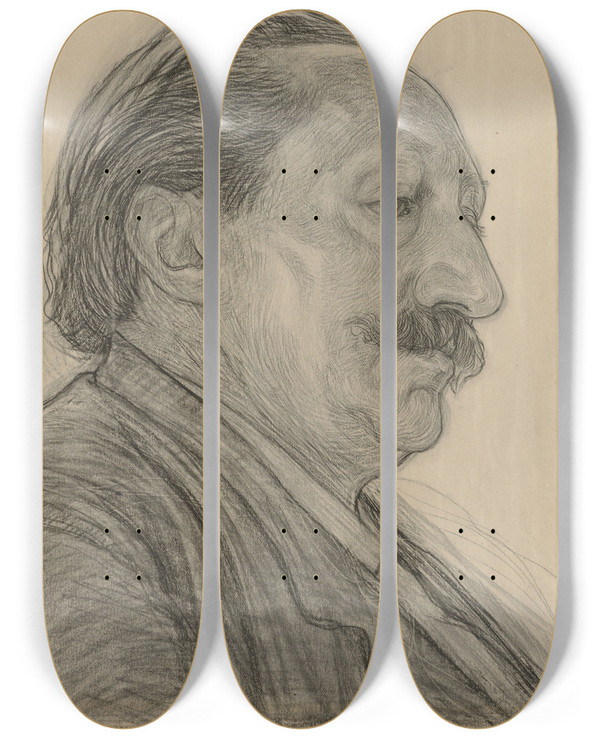 Triptych art skateboard deck of Jan Veth Portret Van Willem Maris by Jan Veth (1864-1925)
