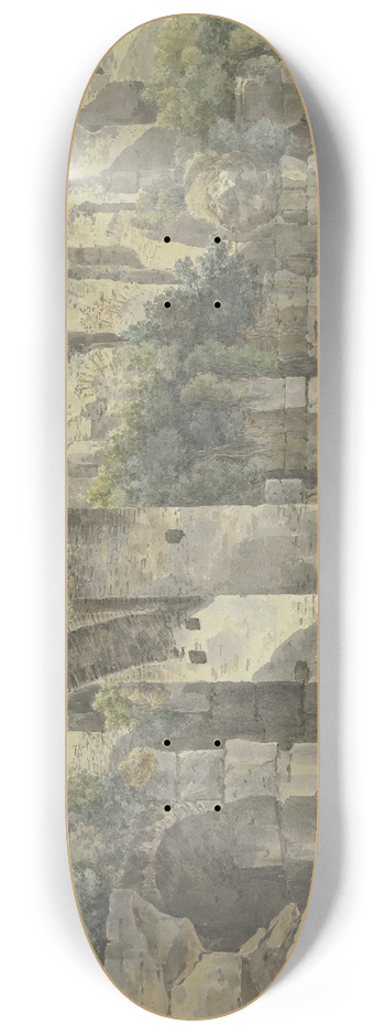 Jakob Philipp Hackert - Rmische Ruinen mit groem Bogen und hohen Mauern, von Pflanzen berwuchert 8.25 inch art skate deck