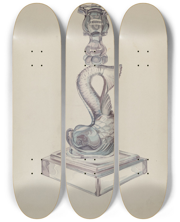 Triptych art skateboard deck of Roberta Elvis Candlestick by Roberta Elvis