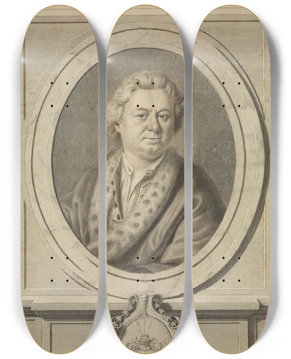Triptych art skateboard deck of Anton Raphael Mengs Bildnis Eines Lteren Herrn Vorlage Fr Einen Kupferstich by Anton Raphael Mengs (1728-1779)