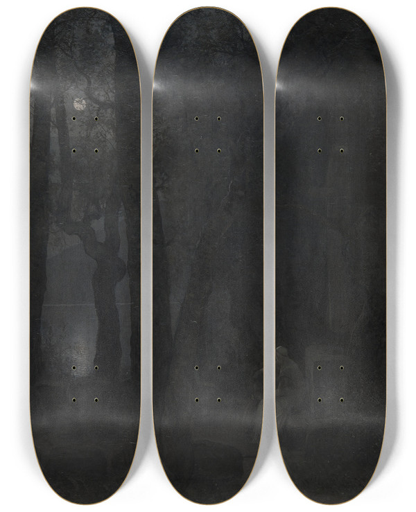 Triptych art skateboard deck of August Malmstrm Frithiofs Happiness by August Malmstrom (1829-1901)