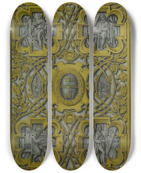 Triptych art skateboard deck of Henry Noel Humphreys Cover by Henry Noel Humphreys (1807-1879)
