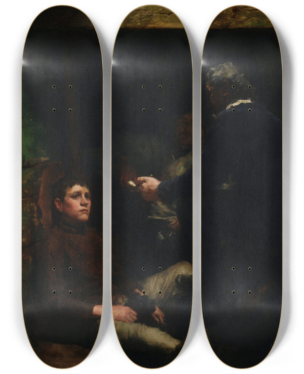 Triptych art skateboard deck of Henry Scott Tuke A Sailors Yarn by Henry Scott Tuke (1858-1929)