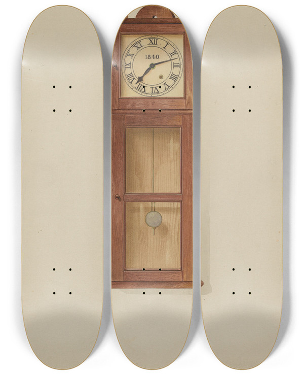Triptych art skateboard deck of Anne Ger Shaker Wall Clock by Anne Ger