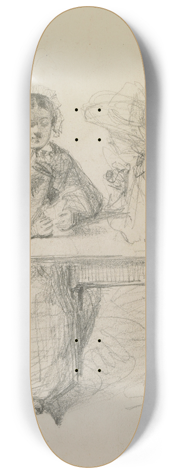 James Abbott McNeill Whistler - Couple seated at a table 8.25 inch art skate deck
