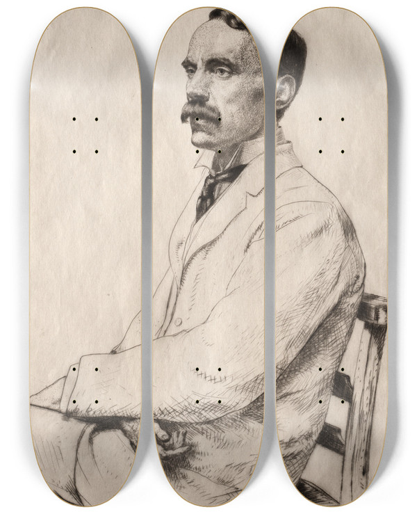 Triptych art skateboard deck of Francis Dodd Walford Davis Green by Francis Dodd (1874-1949)