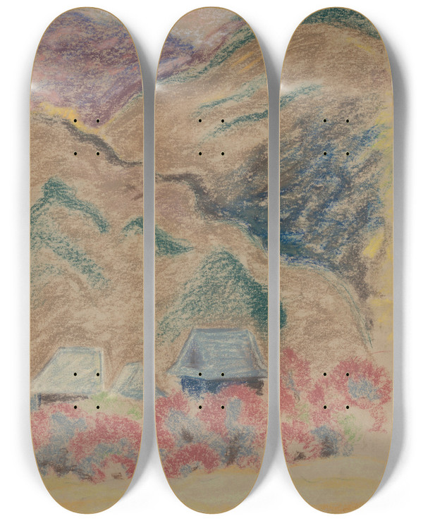 Triptych art skateboard deck of Arnold Peter Weiszkubnan Samota by Arnold Peter Weisz-Kubnan (1898-1944)