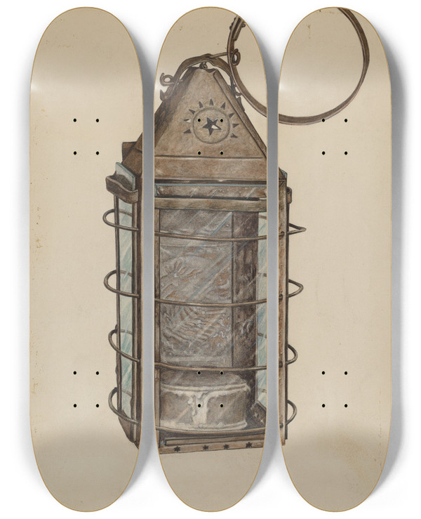 Triptych art skateboard deck of Esther Williams Lantern by Esther Williams