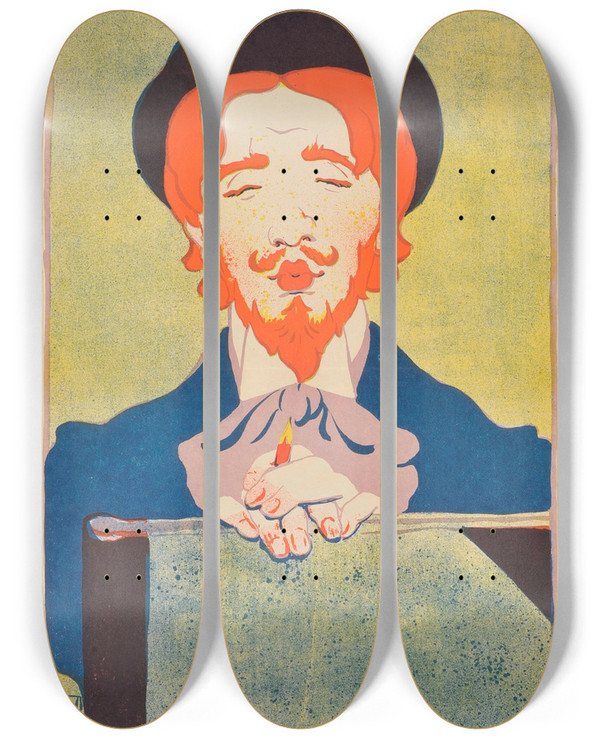 Triptych art skateboard deck of Ren Georges Hermannpaul Salon Des Cent_2 by Rene Georges Hermann Paul (1874-1940)