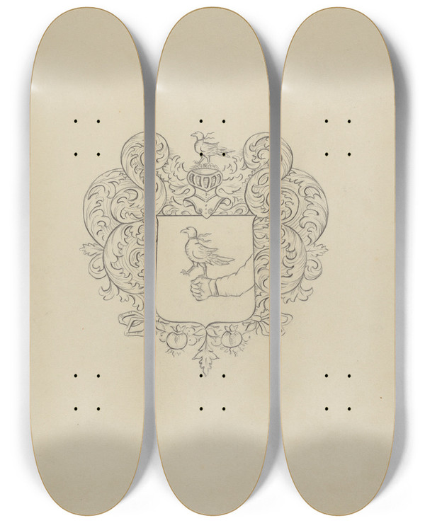 Triptych art skateboard deck of Clayton Braun Silver Teapot_5 by Clayton Braun