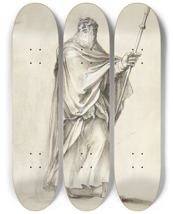Triptych art skateboard deck of Matthus Gundelach Jesus Og De 12 Apostle Mathias by Matthaus Gundelach (1566-1653)