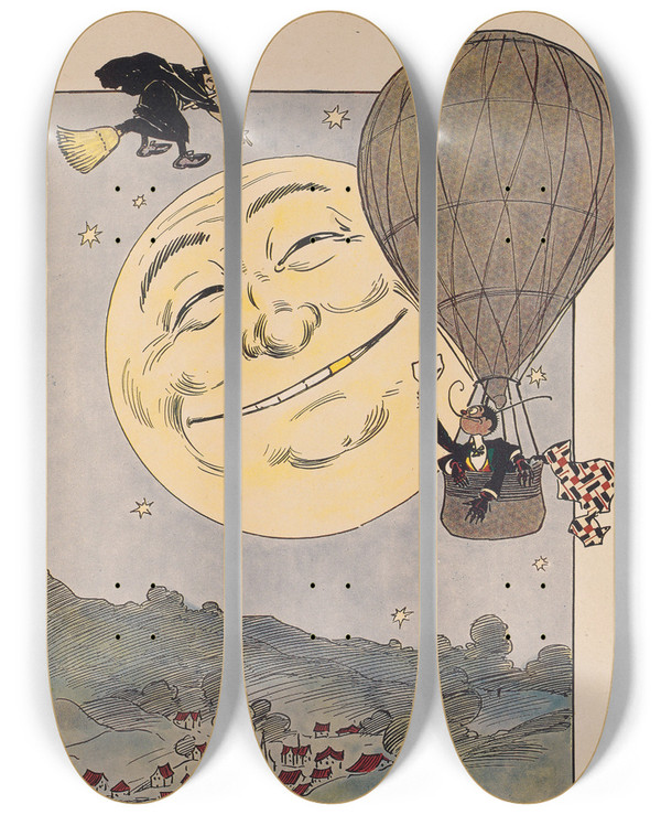Triptych art skateboard deck of Ike Morgan The Wogglebug Book Pl13 by Ike Morgan (1871-1913)
