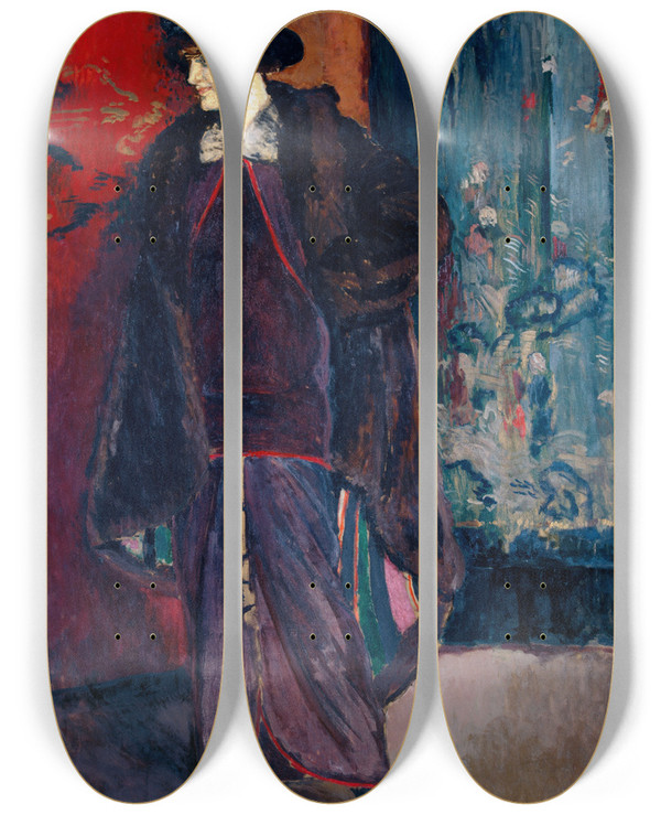 Triptych art skateboard deck of Jacquesmile Blanche Portrait De Daisy De Broglie_2 by Jacques-mile Blanche (1861-1942)