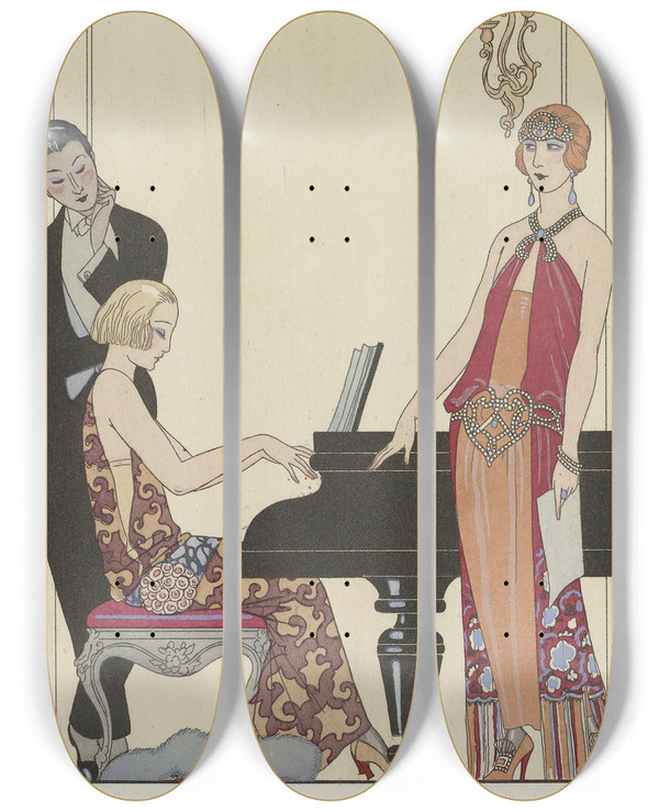 Triptych art skateboard deck of George Barbier Incantation by George Barbier (1882-1932)