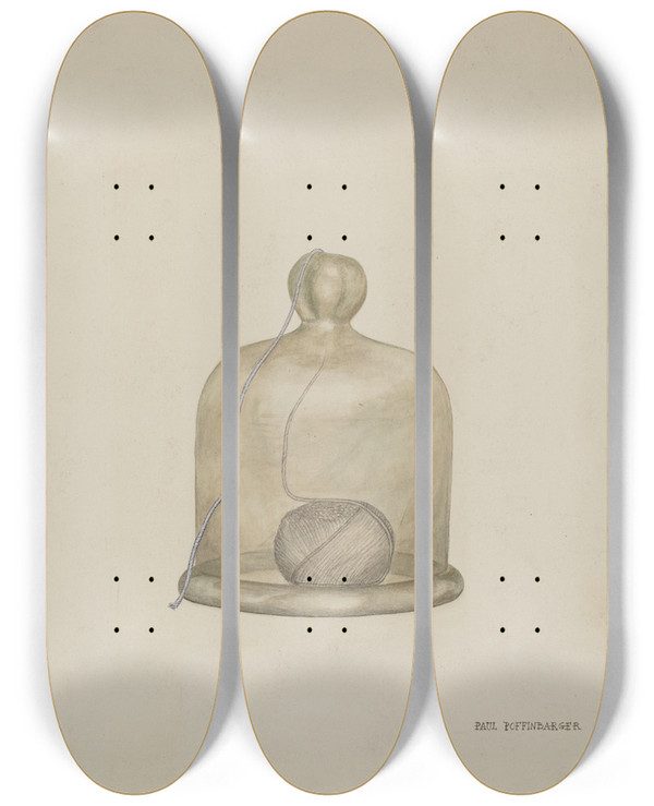 Triptych art skateboard deck of Paul Poffinbarger String Bowl by Paul Poffinbarger