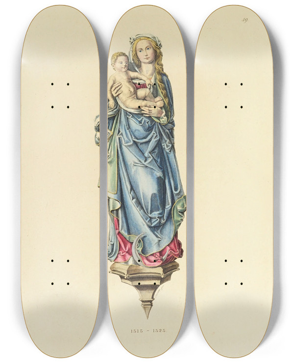 Triptych art skateboard deck of Carl Becker Kunstwerke Und Gerathschaften Des Mittelalters Und Der Renaissance Pl49 by Carl Becker (19-)
