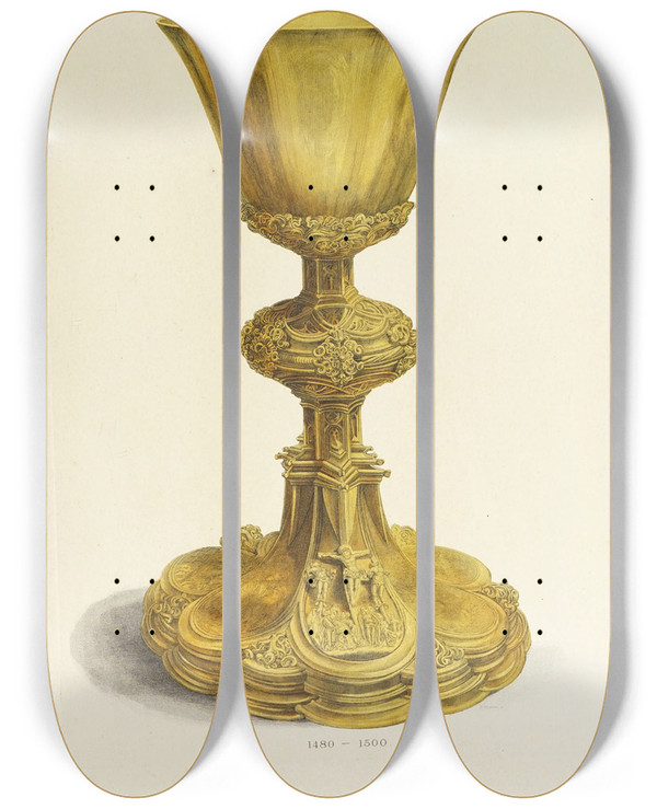 Triptych art skateboard deck of Carl Becker Kunstwerke Und Gerathschaften Des Mittelalters Und Der Renaissance Pl55 by Carl Becker (19-)