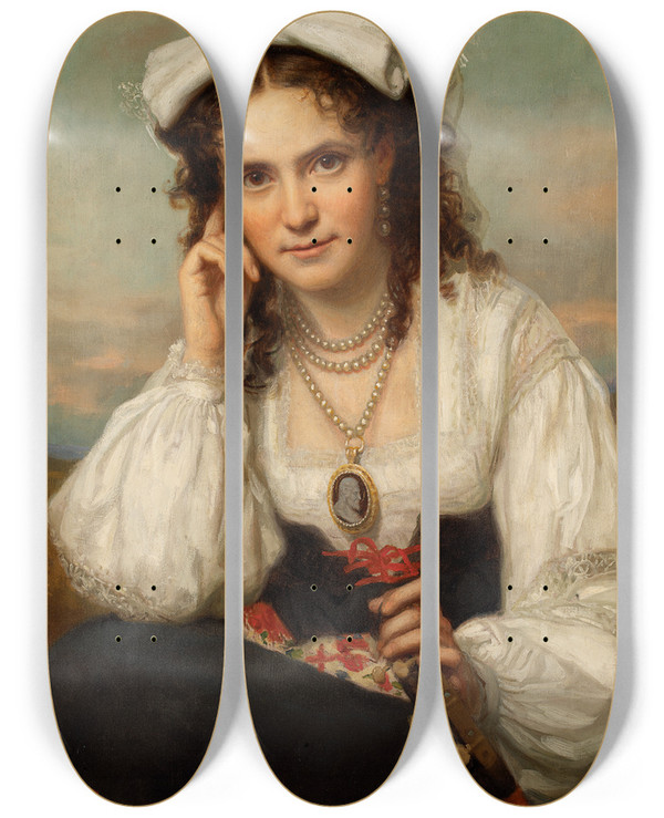 Triptych art skateboard deck of George Peter Alexander Healy Vinnie Ream by George Peter Alexander Healy (1813-1894)