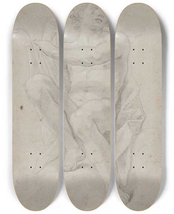 Triptych art skateboard deck of Hendrik Krock Apollo by Hendrik Krock (1671-1738)
