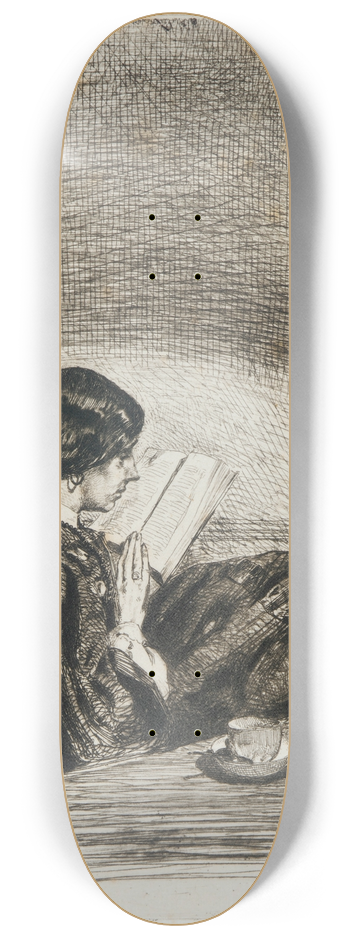 James Abbott McNeill Whistler - Reading by Lamplight 8.25 inch art skate deck
