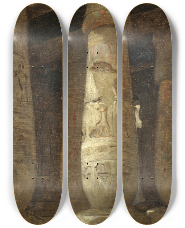 Triptych art skateboard deck of Charles Landelle Egyptian Column by Charles Landelle (1821-1908)