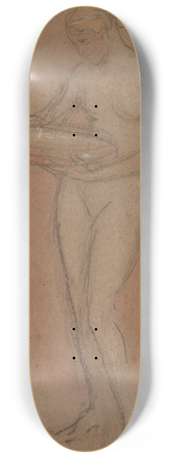 James Abbott McNeill Whistler - Standing Female Nude Holding a Bowl (recto) 8.25 inch art skate deck