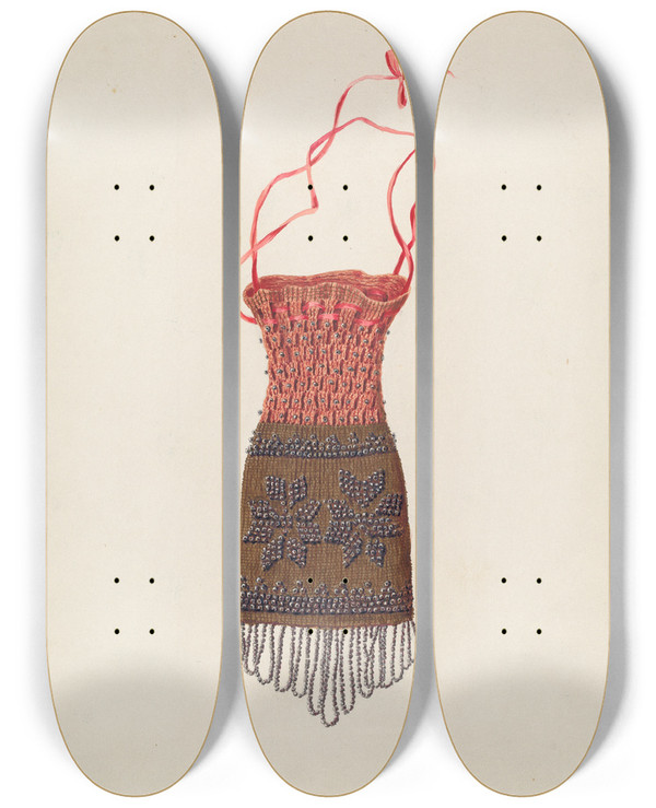 Triptych art skateboard deck of Ruth M Barnes Coin Purse by Ruth M Barnes