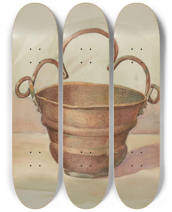 Triptych art skateboard deck of Dana Bartlett Holy Water Bucket by Dana Bartlett