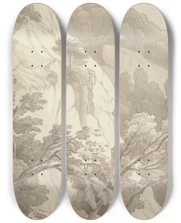 Triptych art skateboard deck of John White Abbott Canonteign by John White Abbott (1763-1851)
