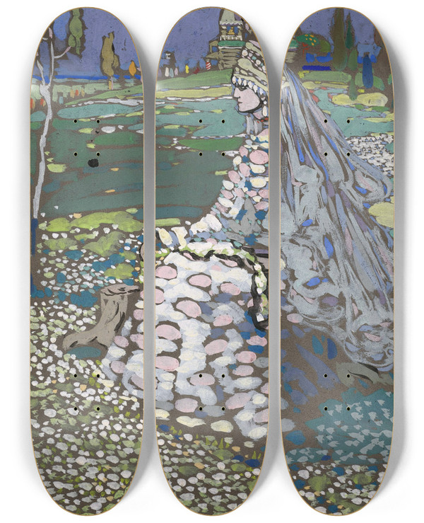 Triptych art skateboard deck of Wassily Kandinsky The Bride by Wassily Kandinsky (1866-1944)