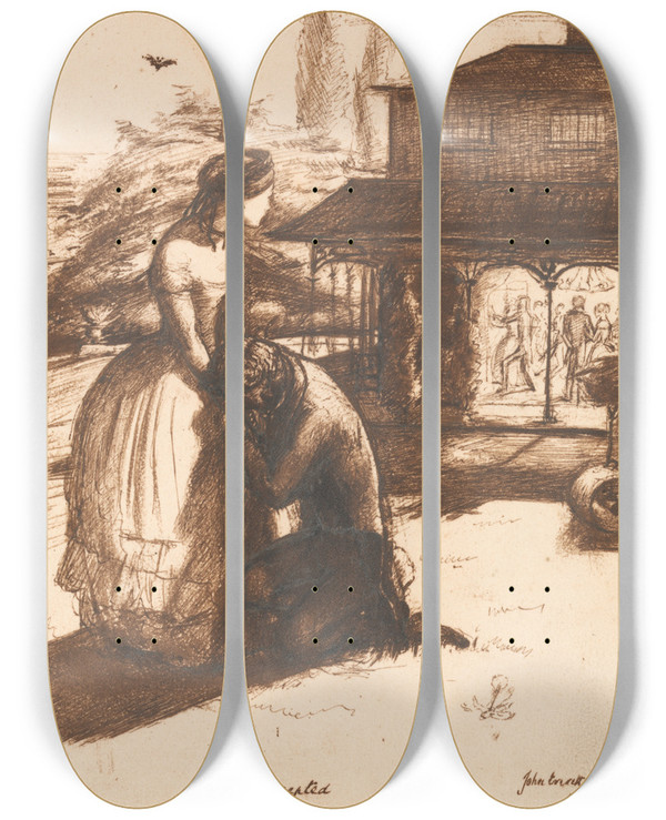 Triptych art skateboard deck of Sir John Everett Millais Accepted_1 by Sir John Everett Millais (1829-1896)