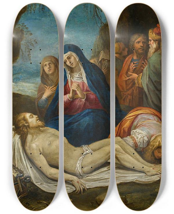 Triptych art skateboard deck of Giuseppe Cesari Piet by Giuseppe Cesari (1568-1640)