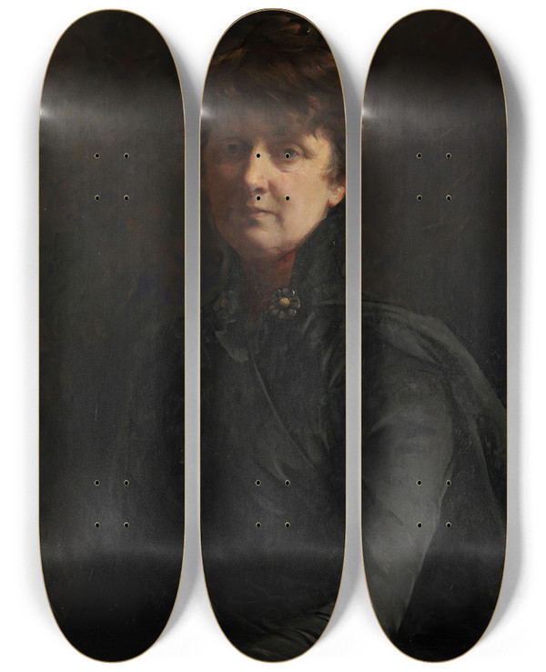 Triptych art skateboard deck of Asta Nrregaard Selvportrett by Asta Norregaard (1853-1933)