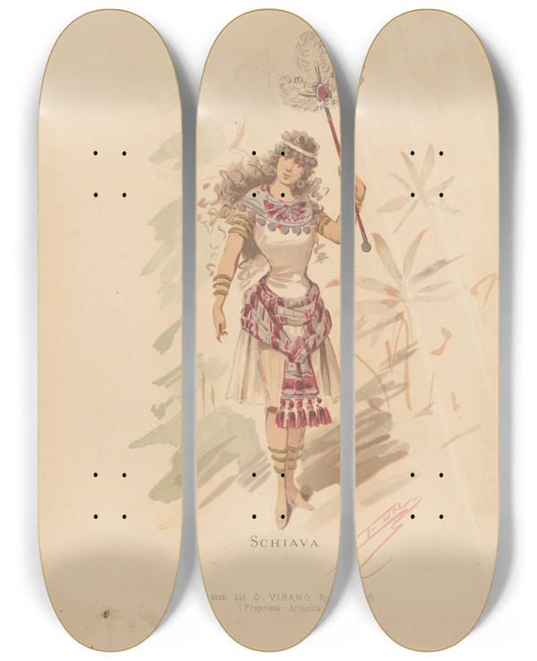 Triptych art skateboard deck of Alfredo Edel Shiava_2 by Alfredo Edel (1856-1912)