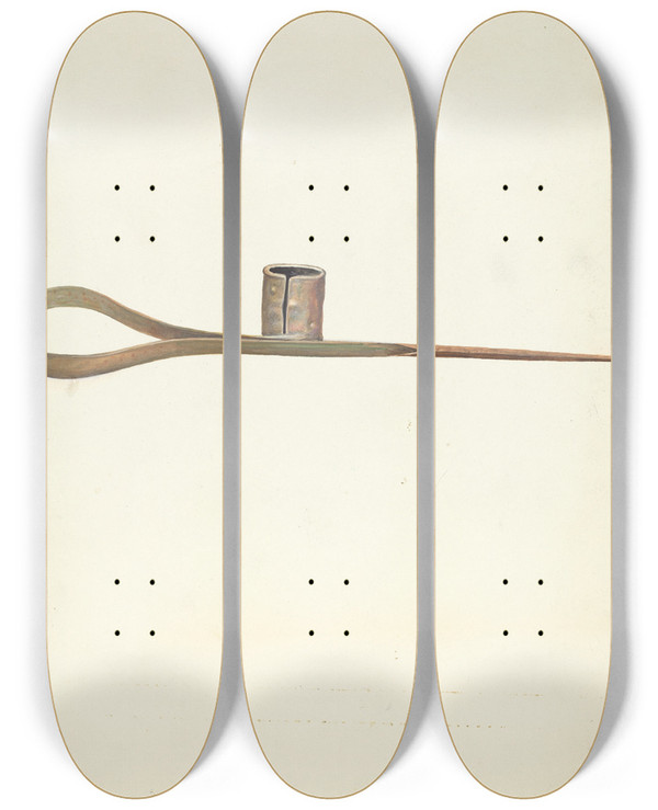 Triptych art skateboard deck of A Regli Candle Holder by A Regli