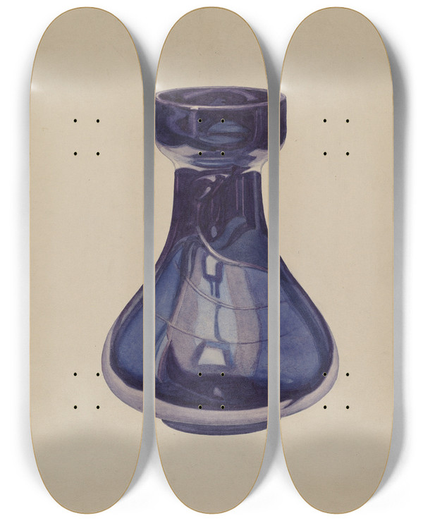 Triptych art skateboard deck of Henry Moran Cobalt Vase by Henry Moran