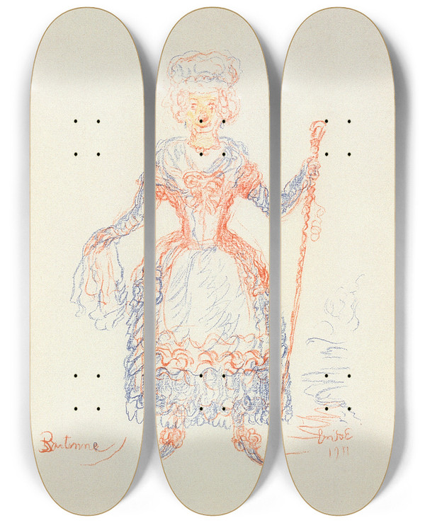 Triptych art skateboard deck of James Ensor Brutonne by James Ensor (1860-1949)