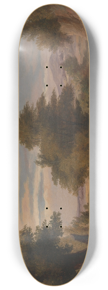 James Arthur O'Connor - A Wooded River Landscape with Mother and Child 8.25 inch art skate deck